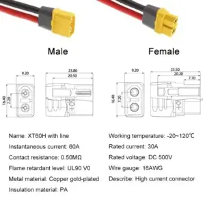 High-Current Power Cable Adapter with XT60 & GX16 Plugs 12 S9a85aa27109249cc8c562ecfe6c8a7f0J