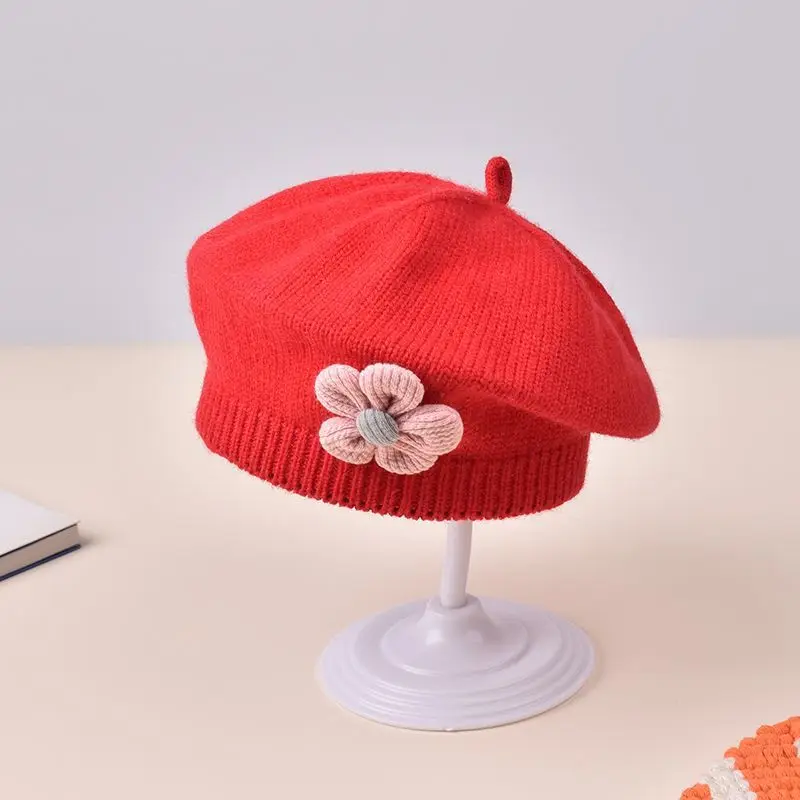 Baby Girl Knit Beret with Floral Embellishments 8 Baby Girl Knit Beret with Floral Embellishments - Image 8