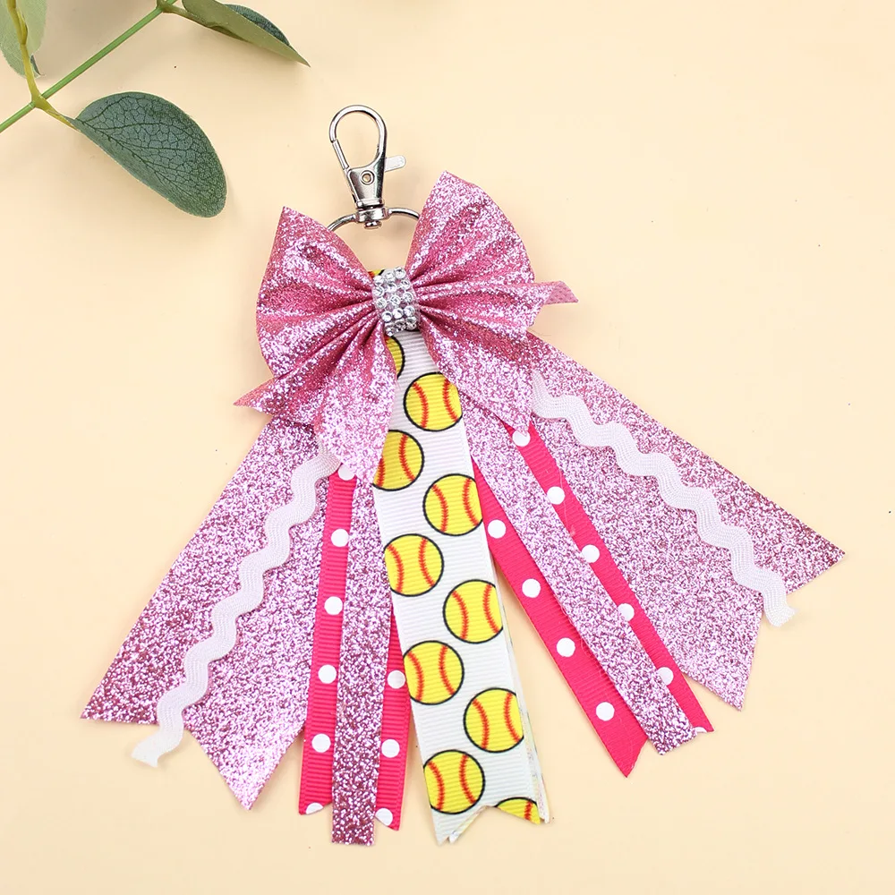 Cheerleading Glitter Bow Keychain with Ribbons 7 Cheerleading Glitter Bow Keychain with Ribbons - Image 7
