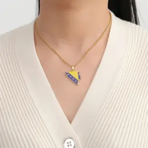 Stainless Steel Bosnia Map Pendant Necklace 11 S9b6b1a6c7c51403f86121e0ca94a39b5u
