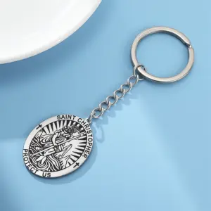 Stainless Steel Saint Christopher Keychain 13 S9b89e6e0e7b94868b807a5f082185ca6k