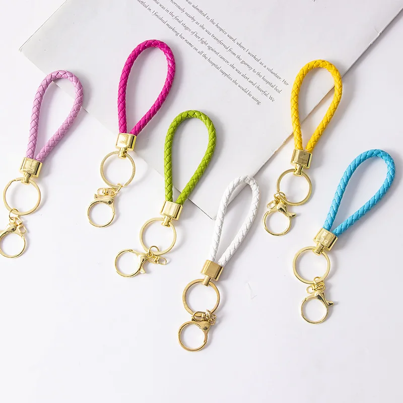Colorful Braided PU Leather Keychain with Gold Clasp 4 Colorful Braided PU Leather Keychain with Gold Clasp - Image 4