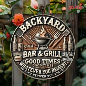 Vintage Backyard Bar & Grill Aluminum Sign 20x20 cm 10 S9c44fffe250e4d35801948ae0db6caadB