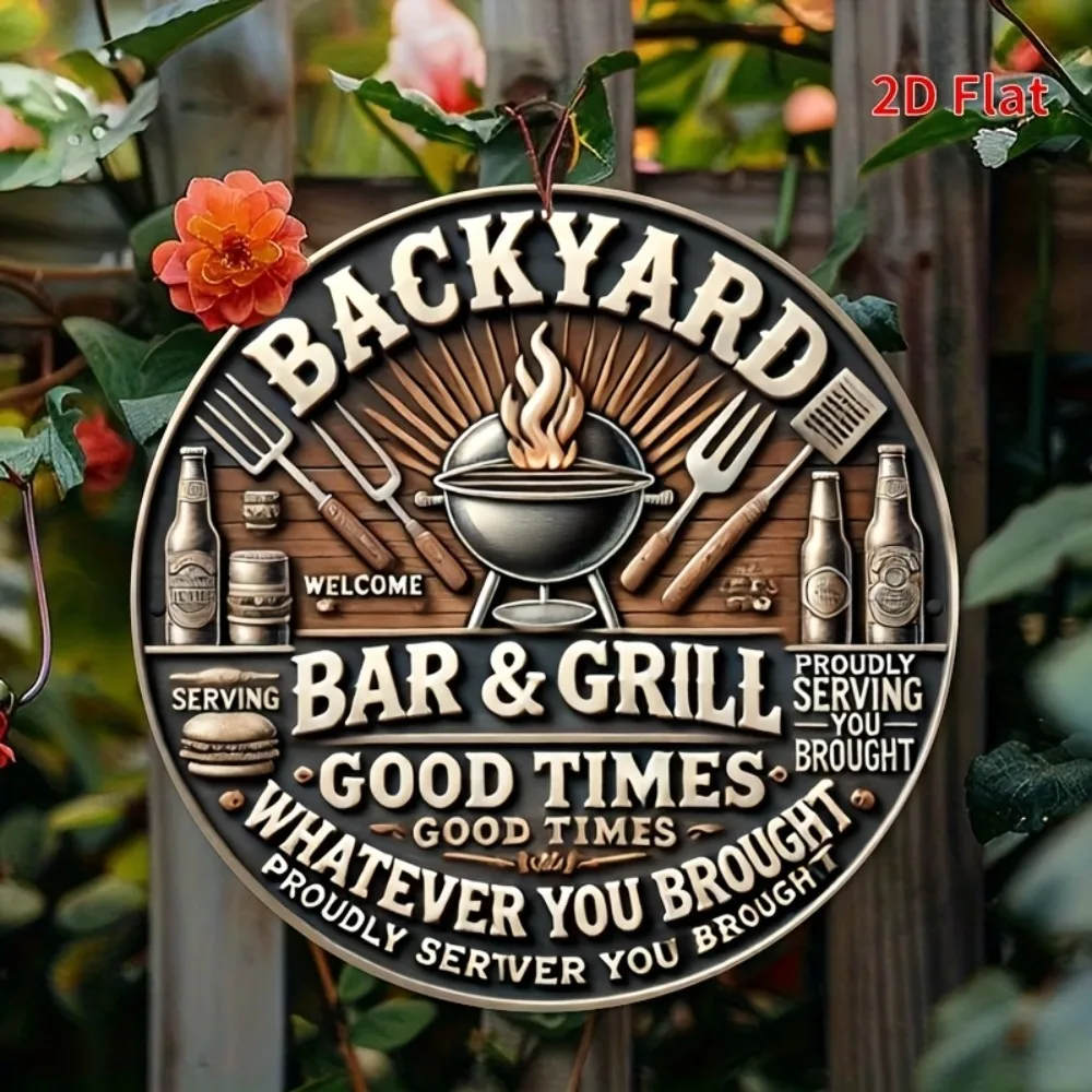 Vintage Backyard Bar & Grill Aluminum Sign 20x20 cm 5 Vintage Backyard Bar & Grill Aluminum Sign 20x20 cm - Image 5