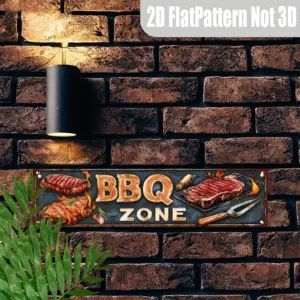 Vintage BBQ Zone Metal Sign 40cm x 10cm 10 S9ca747b3f3214c728eca5262ba23a34ef