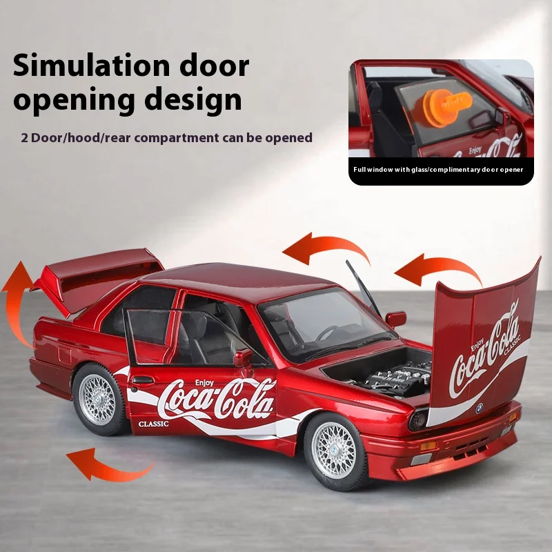 1:24 Coca-Cola Sports Car Model with Sound and Light 2 1:24 Coca-Cola Sports Car Model with Sound and Light - Image 2