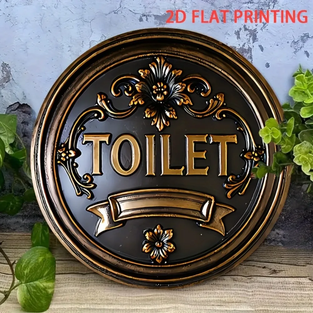 Vintage American-Style Toilet Sign with Gold Details 6 Vintage American-Style Toilet Sign with Gold Details - Image 6
