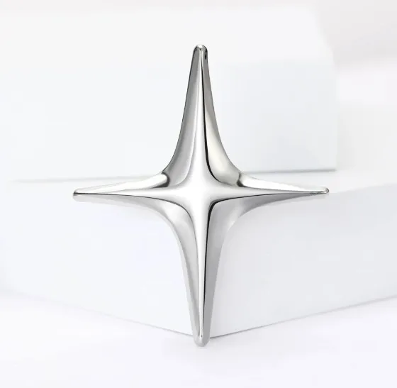 Silver Cross Star Brooch for Women and Men 3 Silver Cross Star Brooch for Women and Men - Image 3