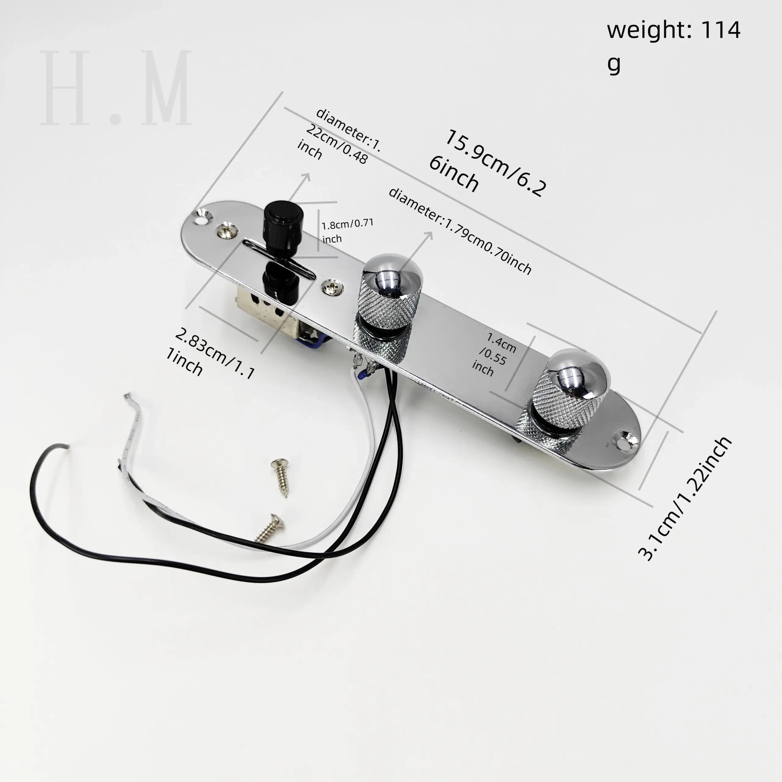 Telecaster Style Metal Control Plate with Knob 2 Telecaster Style Metal Control Plate with Knob - Image 2