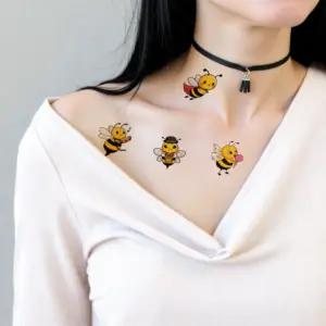 Vibrant Cartoon Bee Waterproof Temporary Tattoos 10 S9fc42ffe9d4148e6824a335d08b8c55ds