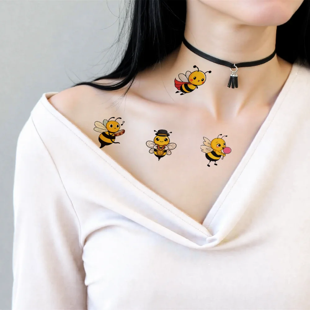 Vibrant Cartoon Bee Waterproof Temporary Tattoos 4 Vibrant Cartoon Bee Waterproof Temporary Tattoos - Image 4