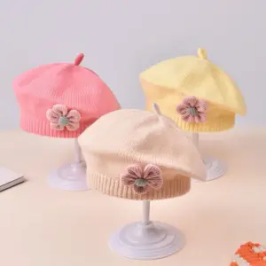Baby Girl Knit Beret with Floral Embellishments 13 Sa0469f2839464f87a182e0e75d14b5c4i