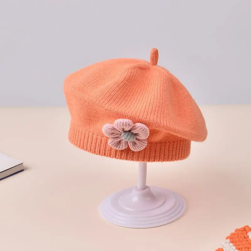 Baby Girl Knit Beret with Floral Embellishments 10 Baby Girl Knit Beret with Floral Embellishments - Image 10