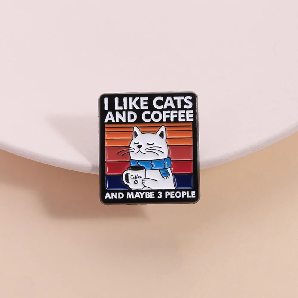 Cute Cat Coffee Brooch with Colorful Stripes 3 Cute Cat Coffee Brooch with Colorful Stripes - Image 3
