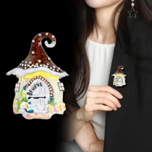 Festive Christmas House Brooch with Rhinestones 9 Sa23b7328bf65447e89f9718bd9053c07d