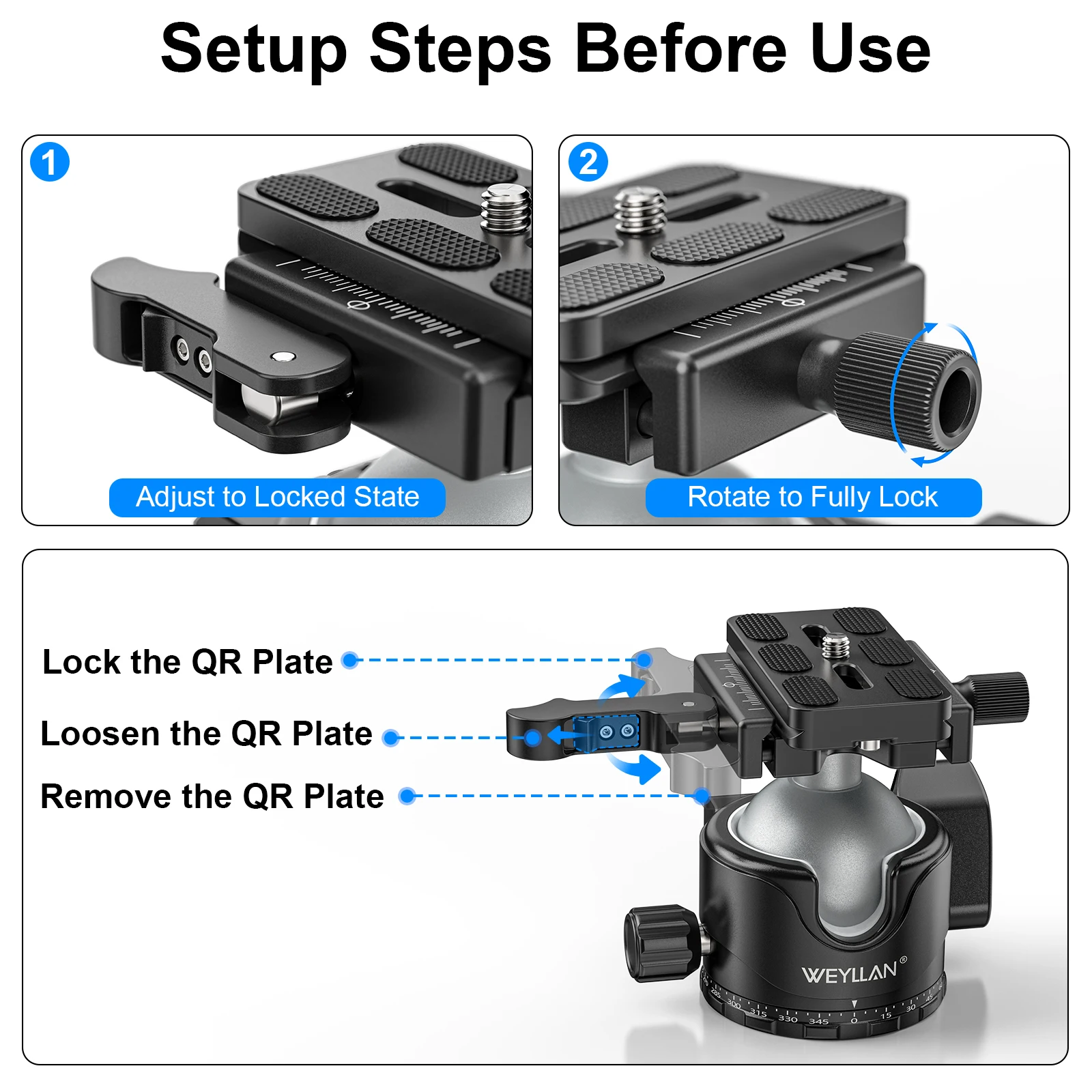 WEYLLAN EH46L Tripod Ball Head with 20kg Support 4 WEYLLAN EH46L Tripod Ball Head with 20kg Support - Image 4