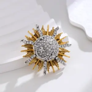 Retro Sun Brooch with Two-Tone Finish 11 Sa2a9a4853f9b423d9f3a87c2262e13e7B 1