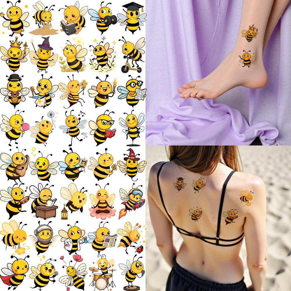 Vibrant Cartoon Bee Waterproof Temporary Tattoos 5 Vibrant Cartoon Bee Waterproof Temporary Tattoos - Image 5