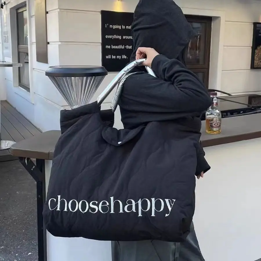 Brown Quilted Tote Bag with Pink Details 4 Brown Quilted Tote Bag with Pink Details - Image 4