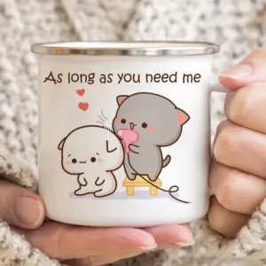 Cute Cat Enamel Mug, 300ml, Pastel Design 14 Sa2e2e74167194ae8836be2d1a0c7181bx