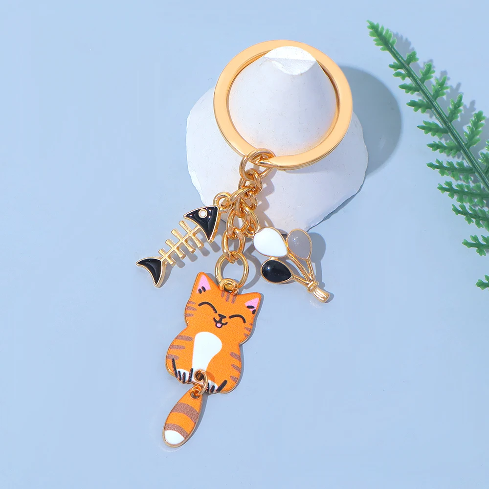 Cute Wagging Tail Cat Keychain with Fishbone Charm 10 Cute Wagging Tail Cat Keychain with Fishbone Charm - Image 10
