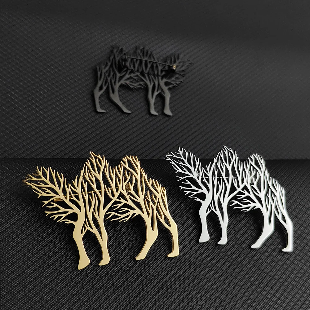 Elegant Camel Brooch with Tree Design 2 Elegant Camel Brooch with Tree Design - Image 2