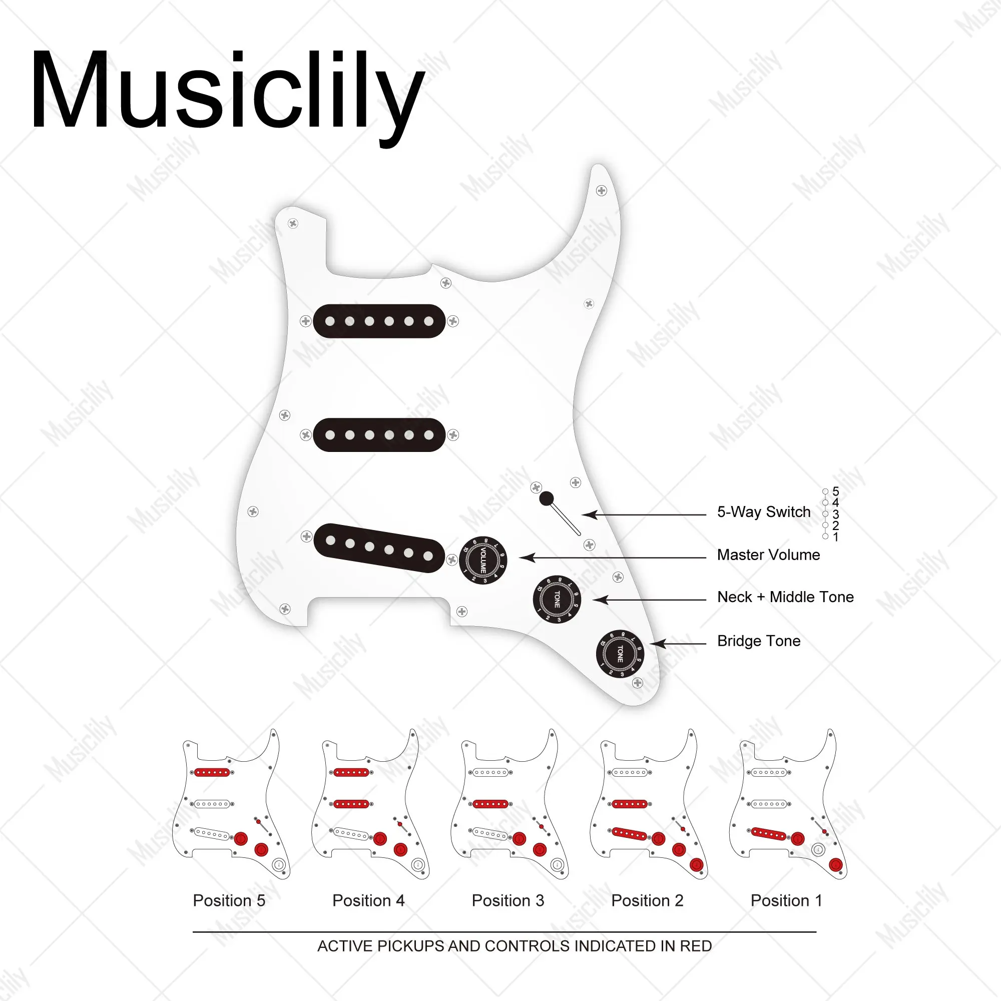 Musiclily Pro-SE SSS Pickguard for Strat Guitars 4 Musiclily Pro-SE SSS Pickguard for Strat Guitars - Image 4