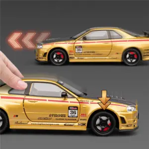 Gold Nissan Skyline R34 GT-R Model 1:24 Scale 15 Sa49c077e62f048d9949e232cd5aadc9bc