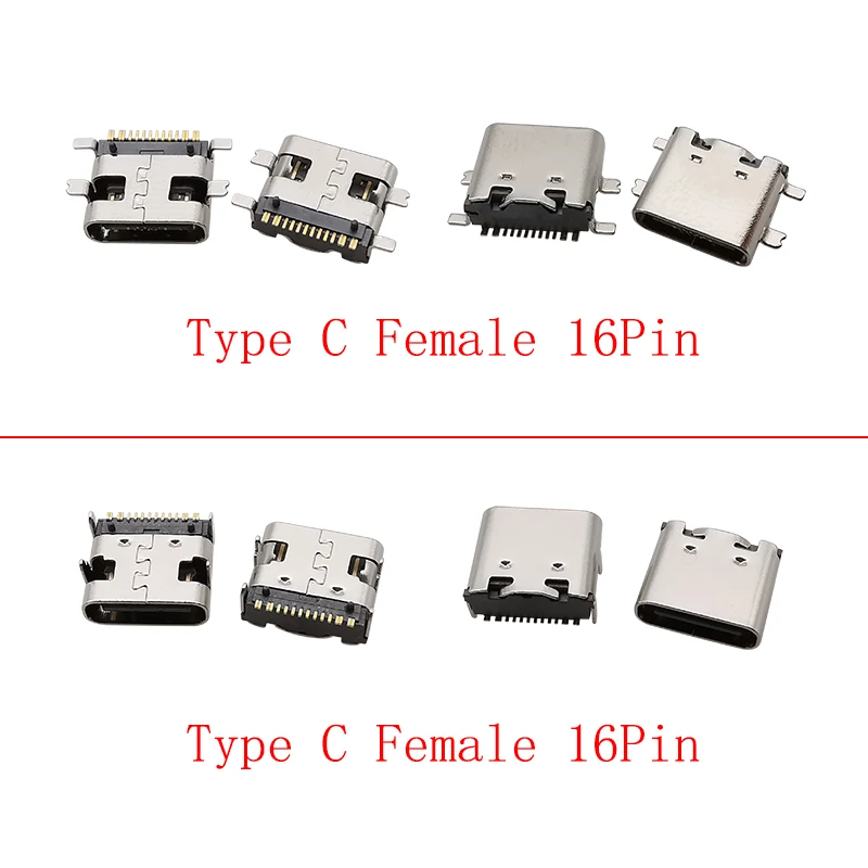 USB Type C Female Connectors Set (10pcs, 16 Pins) 2 USB Type C Female Connectors Set (10pcs, 16 Pins) - Image 2