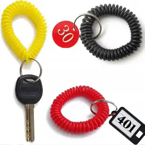 Colorful Spiral Plastic Wrist Coil Keychain Set of 10 13 Sa4ff59817fa04ae5978821aeb7e249147