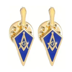 Retro Freemason Brooch Set of 2 Pins