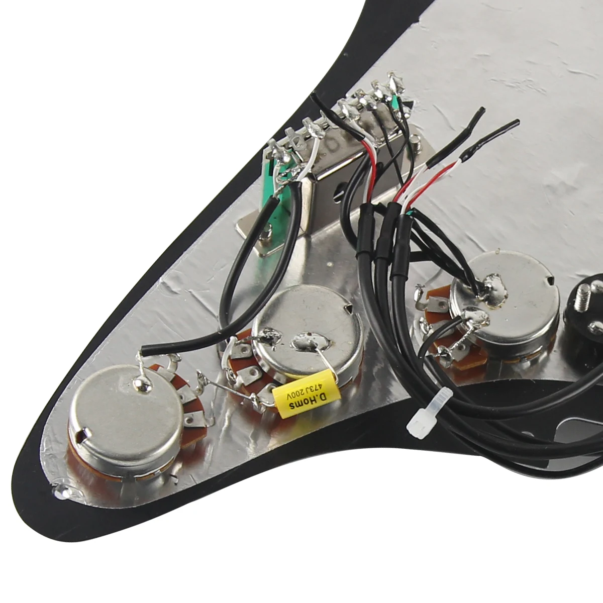 Black Alnico 5 Dual Rails Strat Pickguard 6 Black Alnico 5 Dual Rails Strat Pickguard - Image 6