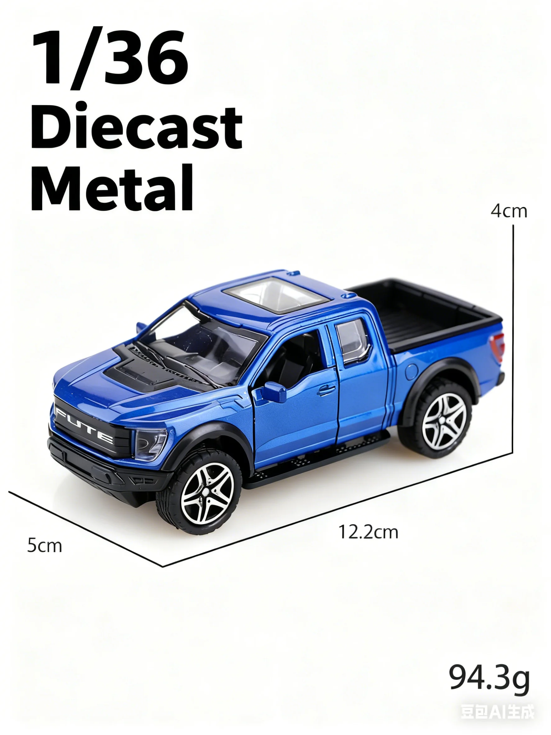 Black Die-Cast Muscle Pickup Truck Model 4 Black Die-Cast Muscle Pickup Truck Model - Image 4