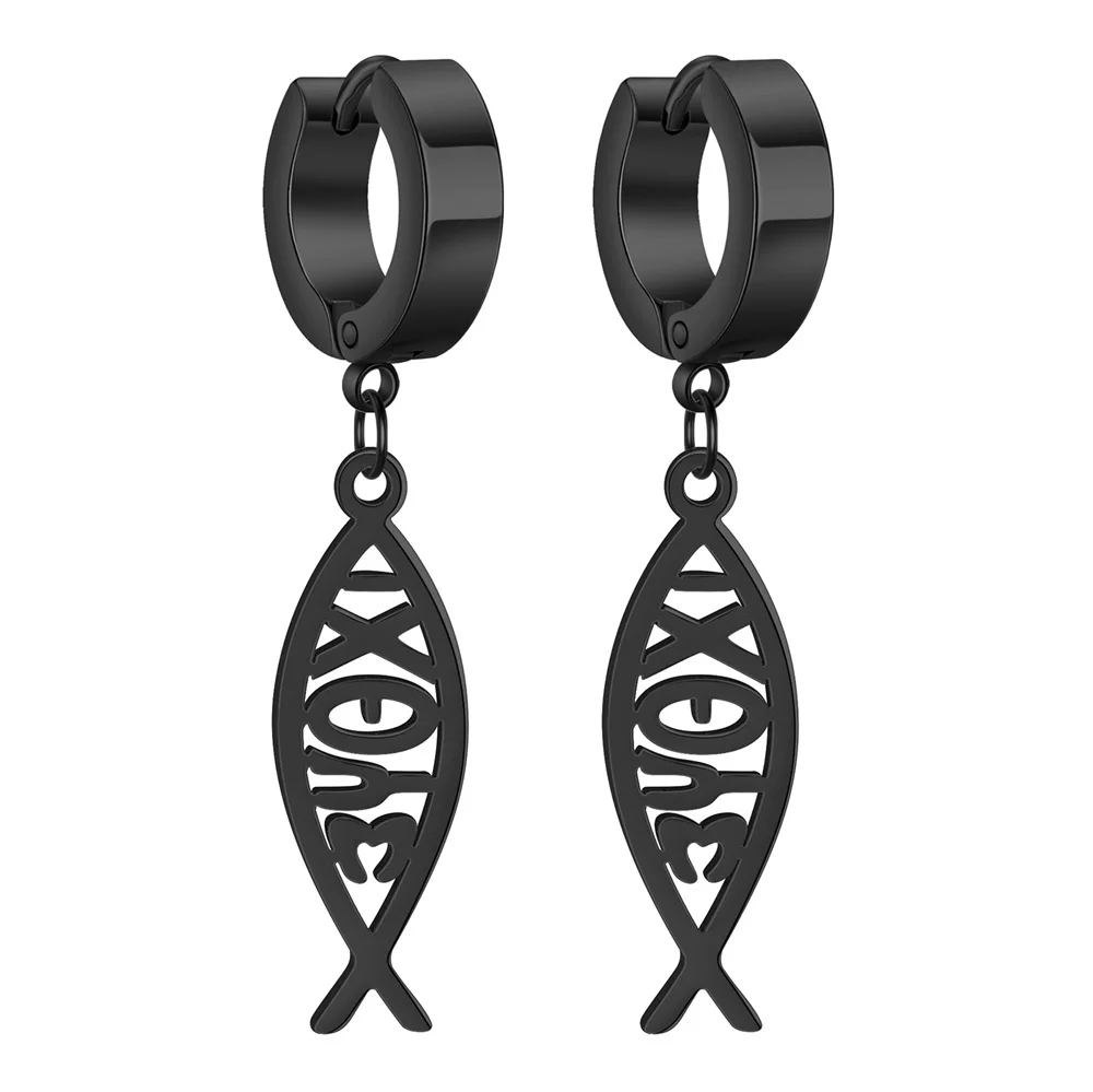 Stainless Steel Ichthys Jesus Fish Earrings 10 Stainless Steel Ichthys Jesus Fish Earrings - Image 10