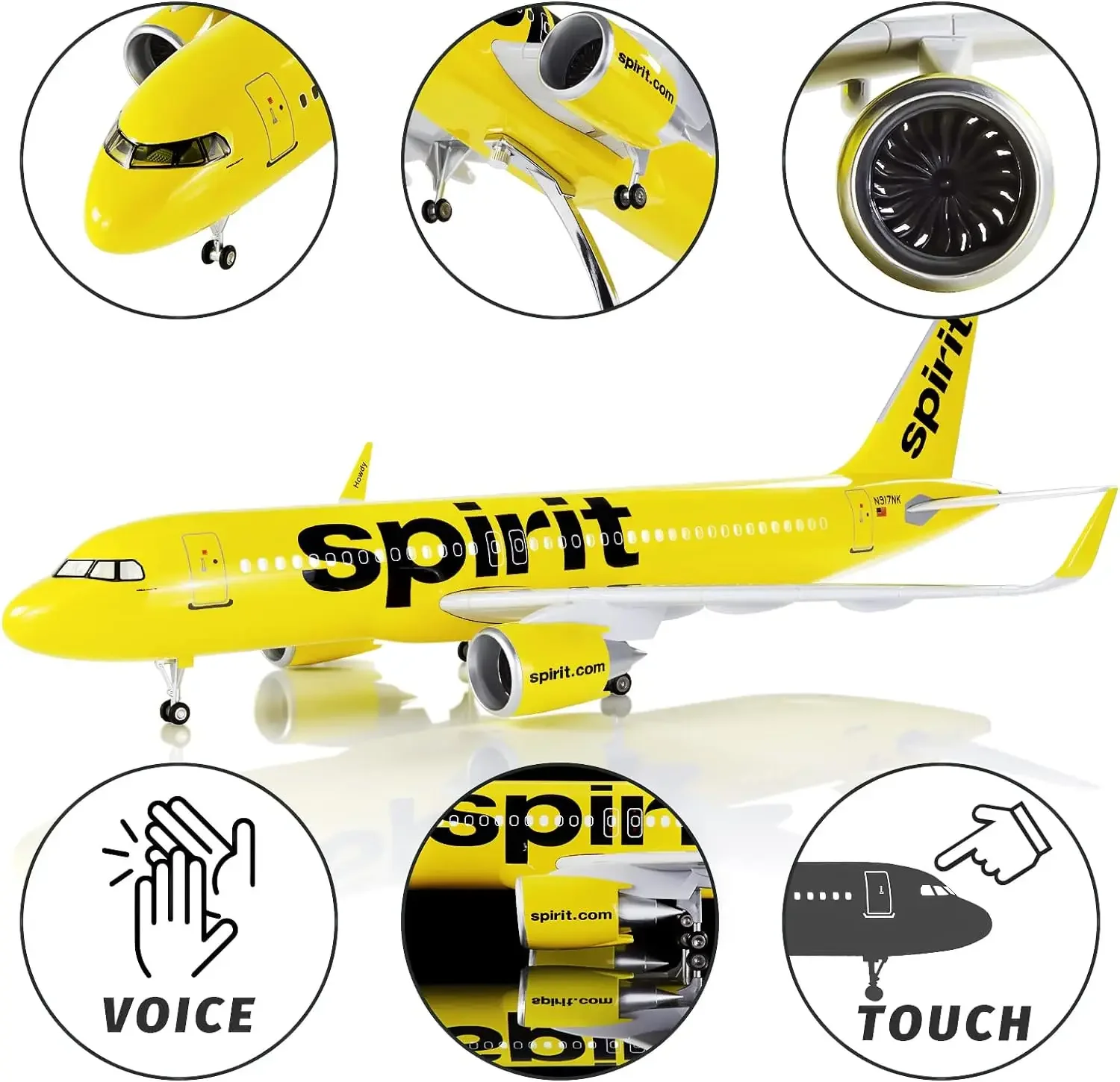 Spirit Airlines Airbus A320 Model 47CM with LED 4 Spirit Airlines Airbus A320 Model 47CM with LED - Image 4