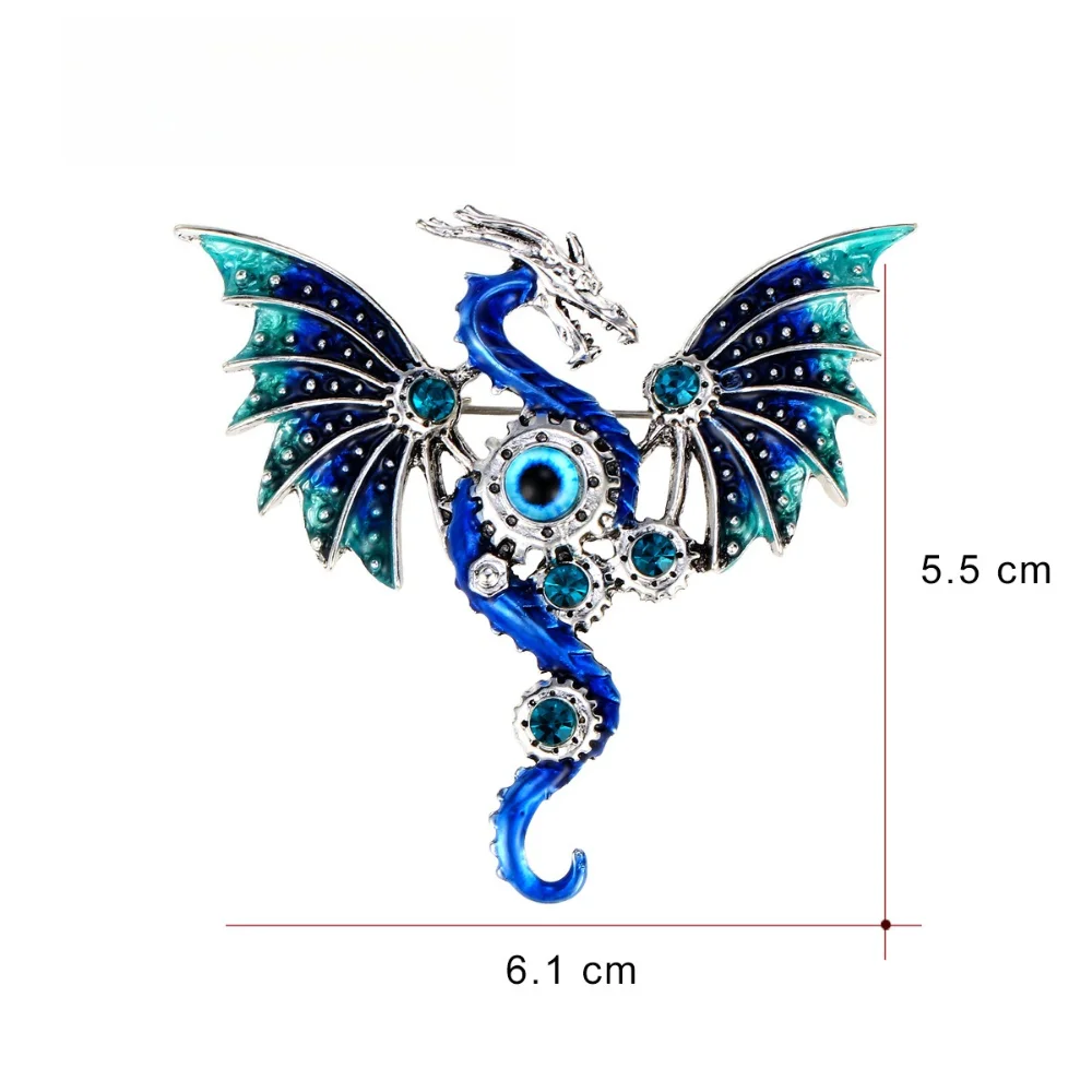 Fantasy Dragon Brooch with Gem Accents 2 Fantasy Dragon Brooch with Gem Accents - Image 2