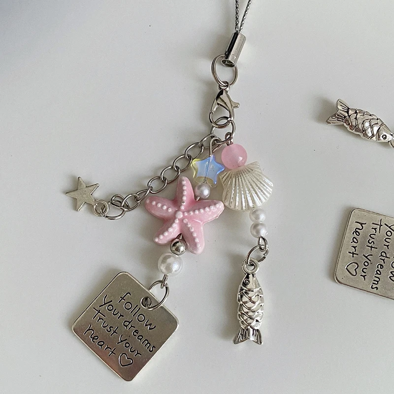 Summer Starfish Fish Phone Chain in Pink & Blue 8 Summer Starfish Fish Phone Chain in Pink & Blue - Image 8