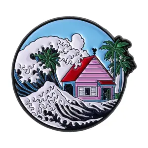 Creative Seaside Scenery Circular Brooch