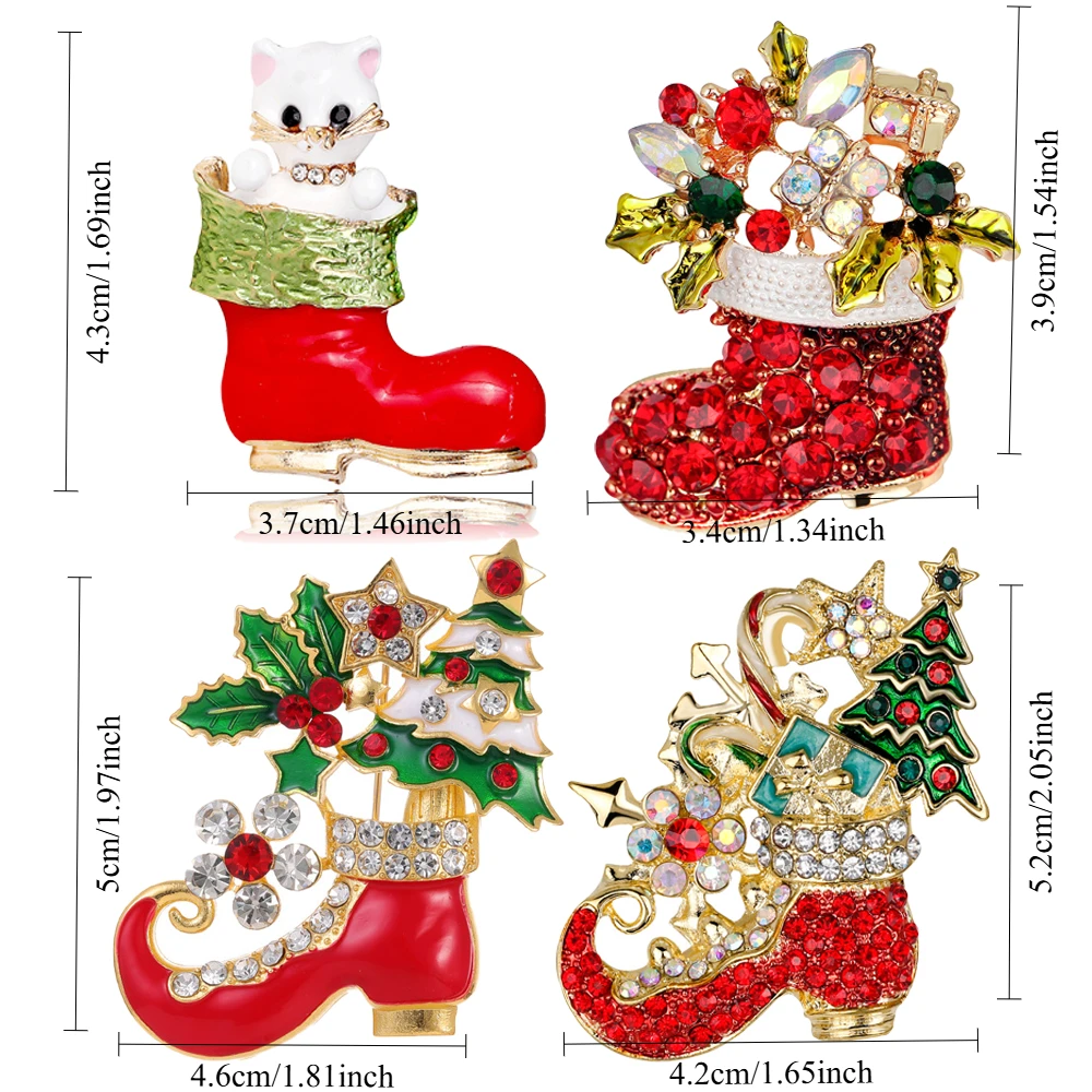 Festive Christmas Brooch with Rhinestones 2 Festive Christmas Brooch with Rhinestones - Image 2