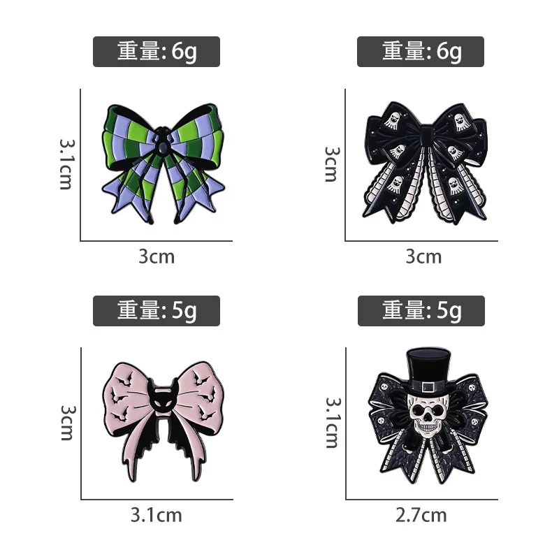 Gothic Dark Bow Brooch with Skull Motifs 3 Gothic Dark Bow Brooch with Skull Motifs - Image 3