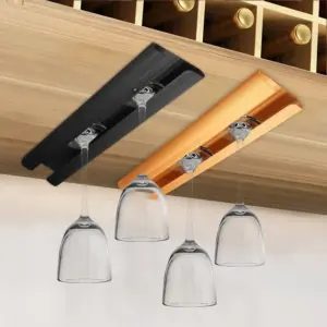 Aluminum Wall Mount Wine Glass Holder in Gold or Black 13 Sa8b3094ee8fa4ec8a0130abd095b52b1p