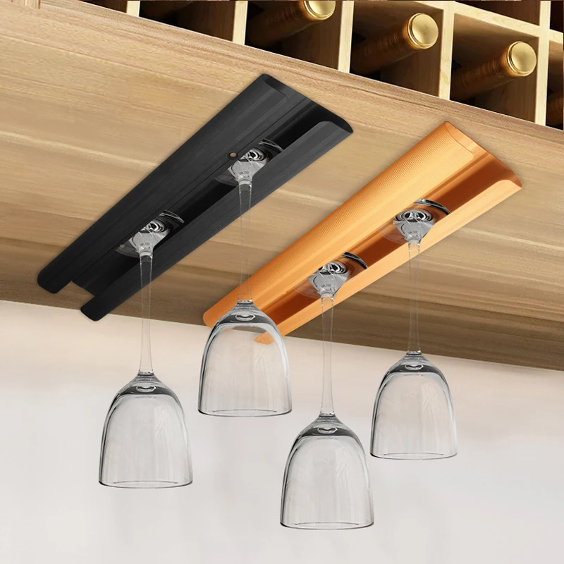 Aluminum Wall Mount Wine Glass Holder in Gold or Black 6 Aluminum Wall Mount Wine Glass Holder in Gold or Black - Image 6