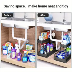 Black Multi-Layer Kitchen and Bathroom Storage Rack 8 Sa9517b28290f4f1881db02047dfe2fde9