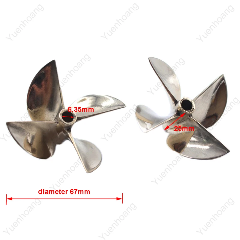 Brass RC Boat Propellers Set 67mm 6.35mm 2 Brass RC Boat Propellers Set 67mm 6.35mm - Image 2