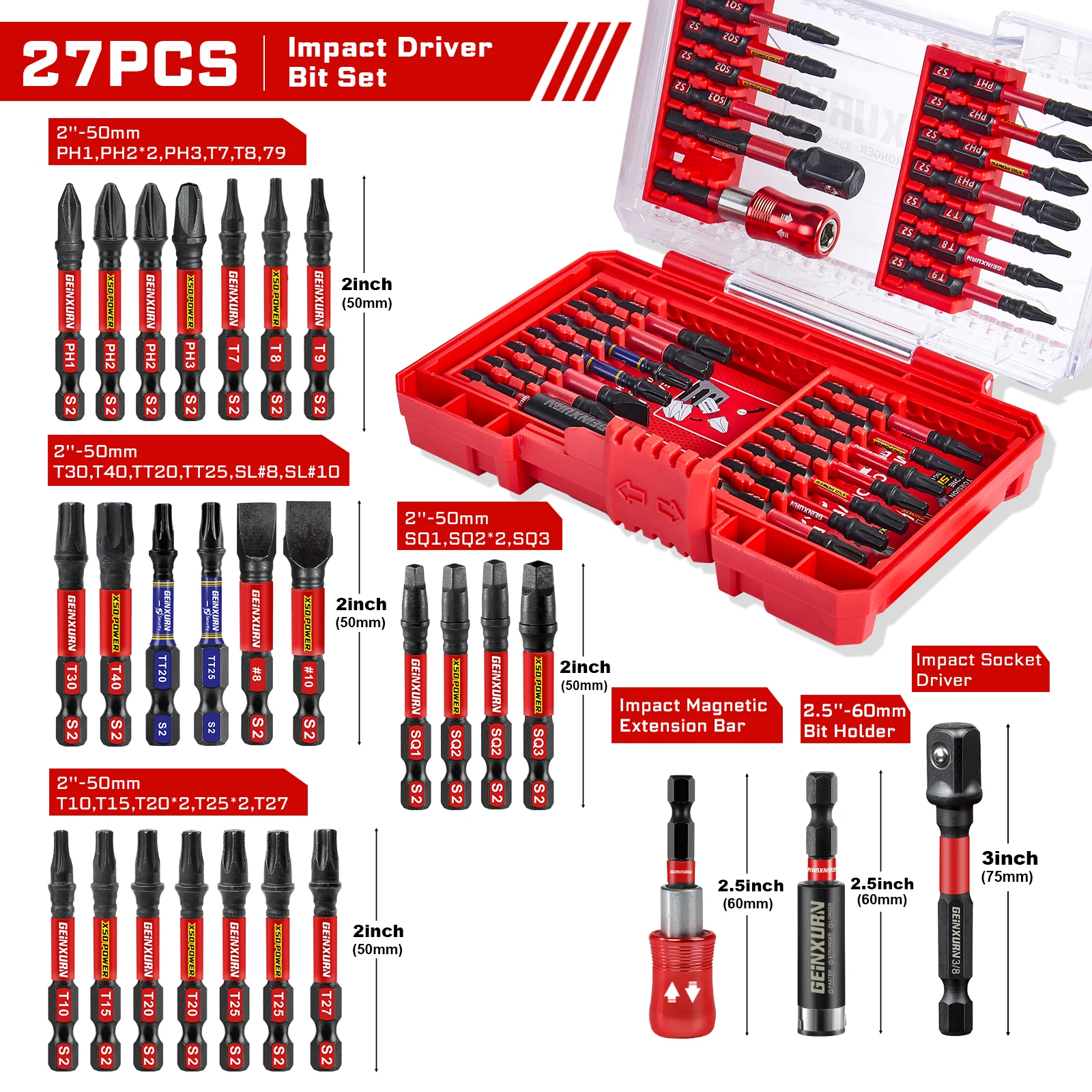 27-Piece Impact Screwdriver Bit Set with Case 7 27-Piece Impact Screwdriver Bit Set with Case - Image 7