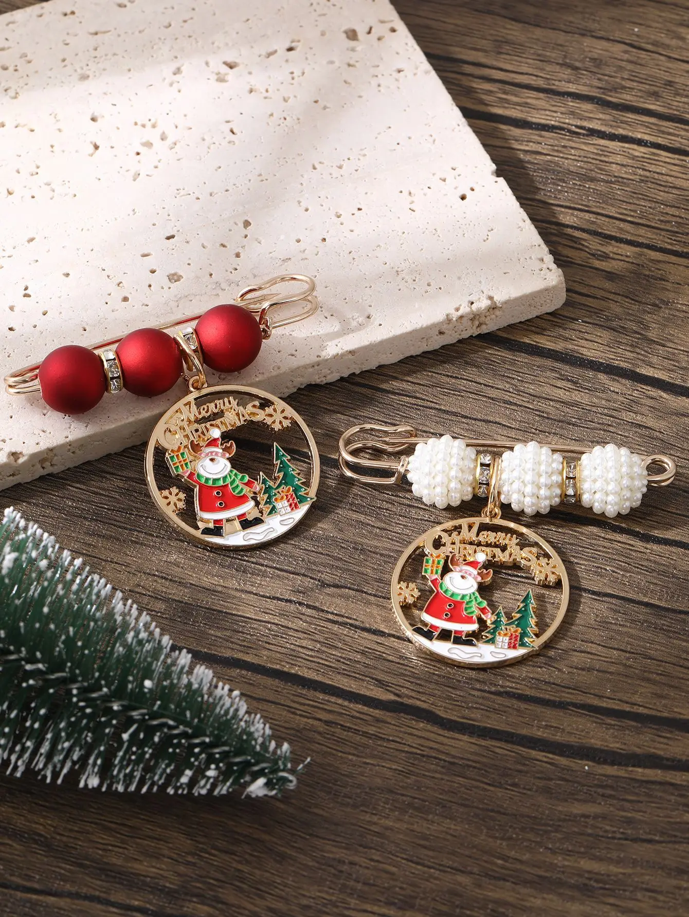 Festive Santa Brooch with Beads and Rhinestones 5 Festive Santa Brooch with Beads and Rhinestones - Image 5