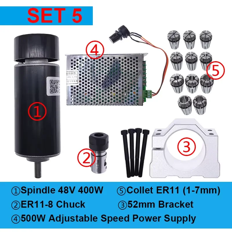 48V 300W/400W DC Spindle Motor Kit 8 48V 300W/400W DC Spindle Motor Kit - Image 8