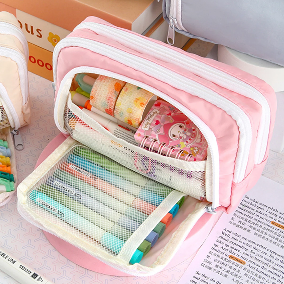 Multi-Layer Pastel Blue Pencil Organizer 6 Multi-Layer Pastel Blue Pencil Organizer - Image 6