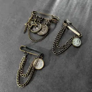 Vintage Punk Chain Pin Brooch with Charms 7 Sa9f2101ca0284d4590774ed0f61030cfX