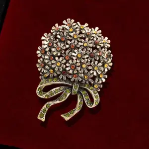 Vintage Floral Brooch with Gem Accents 9 Sa9f85dd74d2d4cd28f948c283adda0c0M